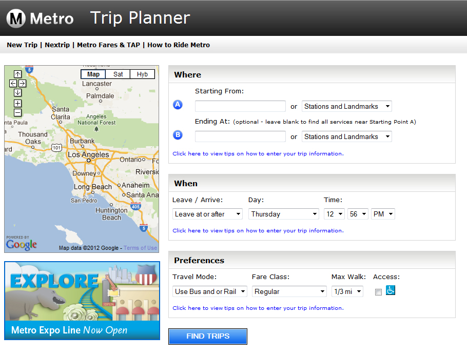 Metro Trip Planner a good alternative to Google Transit